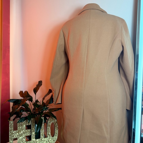 Women's Double-Breasted Tan Coat - Picture 7 of 8